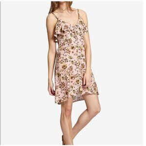 Sanctuary Rafaela Flounce Pink Floral Button Down Spaghetti Strap Dress NWOT Med